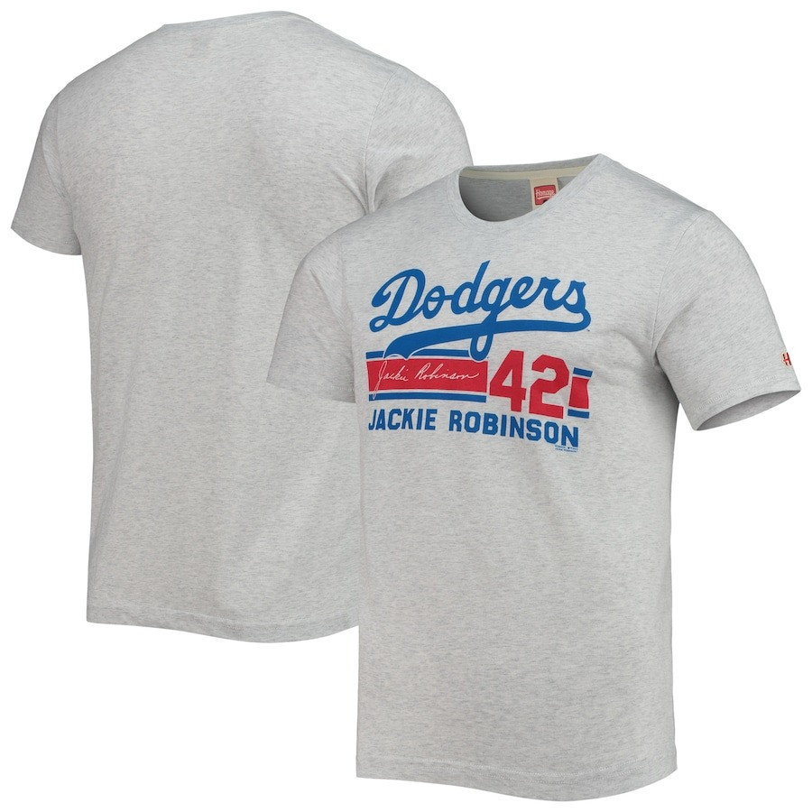 Jackie Robinson 42 Homage Heathered Gray T-Shirt Baseball For Him Oregontrailrvpk Shirt