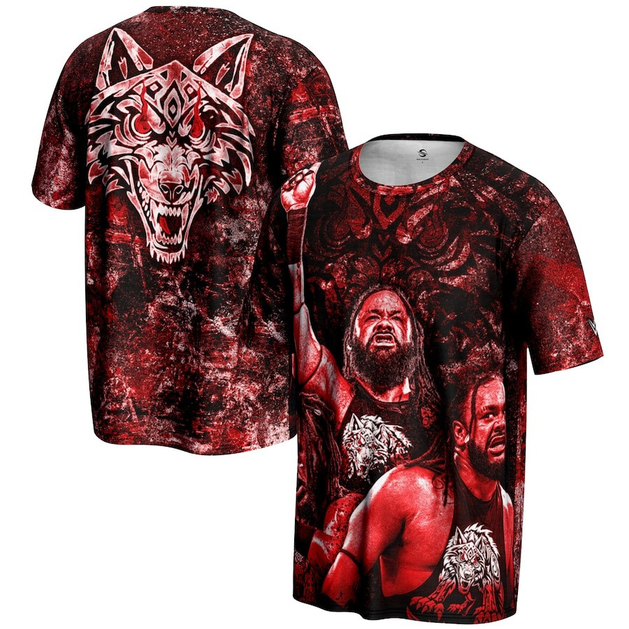 Jacob Fatu T-Shirt Men's ProSphere Red Jacob Fatu Tribal Wolf Graphic Shirt Apparel Oregontrailrvpk Shirt