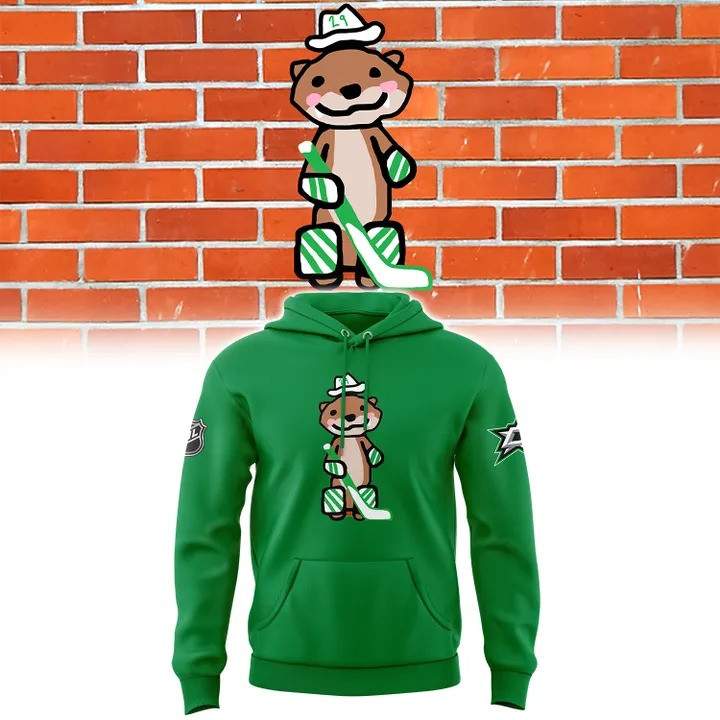 Jake Otter Dallas Stars Merch Hoodie Green Dallas Stars Jake Oettinger Hockey