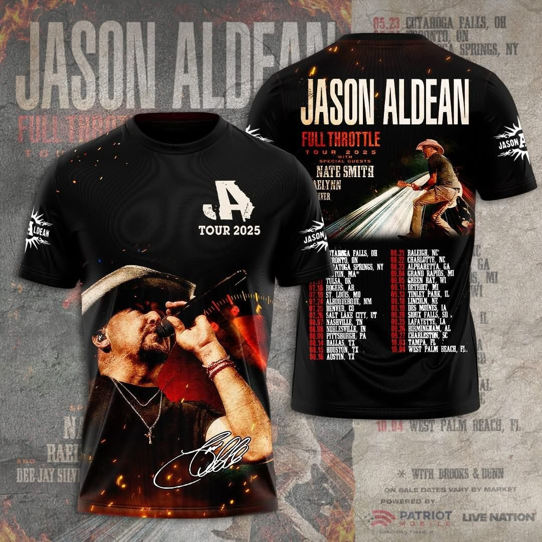 Jason Aldean Tour 2025 3D Shirt Best Oregontrailrvpk Shirt