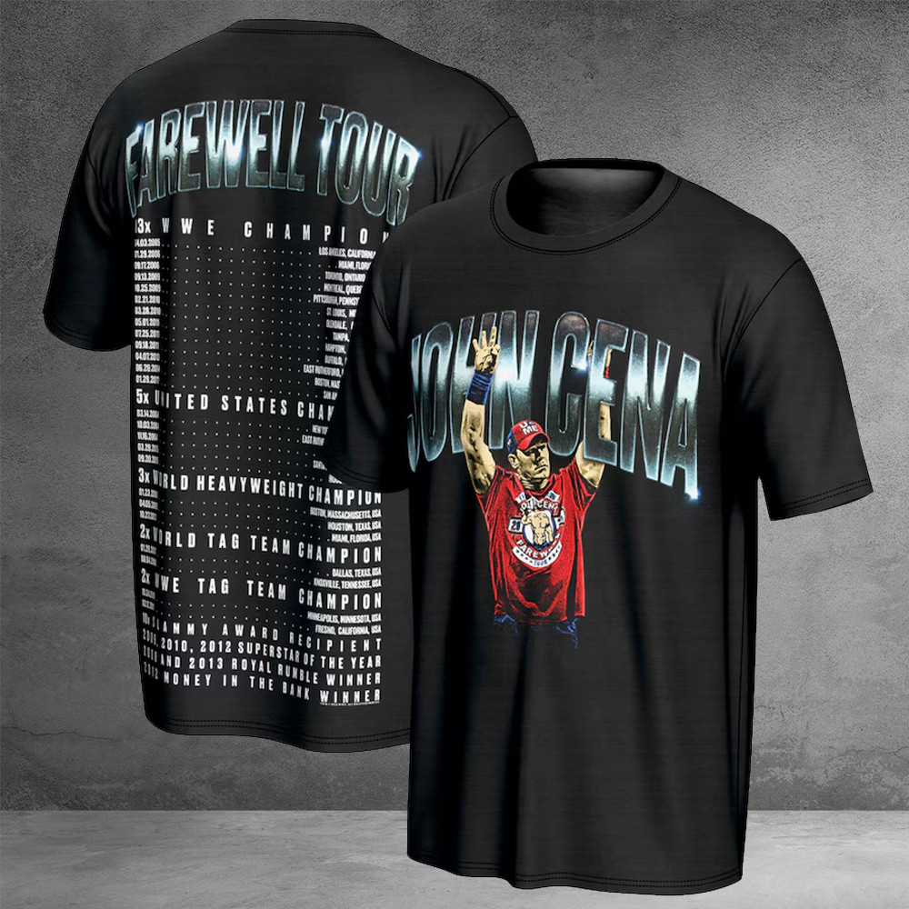 John Cena Farewell Tour T-Shirt Mens WWE Champions John Cena Apparel Oregontrailrvpk Shirt