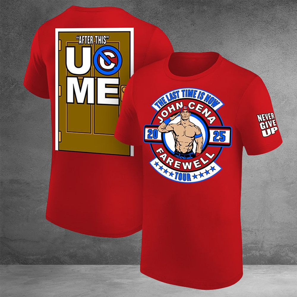 John Cena Shirt Men's WWE Red John Cena Farewell Tour T-Shirt Never Give Up The Last Time Oregontrailrvpk Shirt