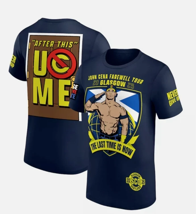 John Cena Shirt Navy John Cena Farewell Tour 2025 Glasgow T-Shirt Wrestler Gifts Oregontrailrvpk Shirt
