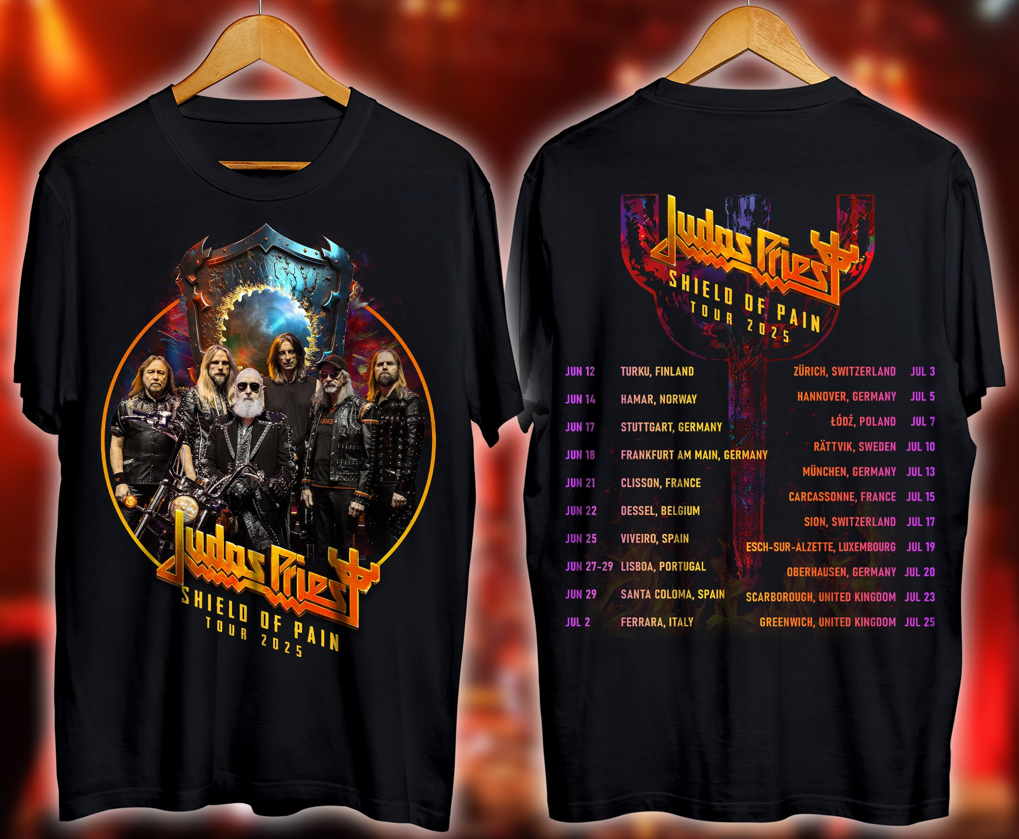Judas Priest Shield Of Pain Tour 2025 T-Shirt Judas Priest Shirt Gifts For Metal Music Lovers Oregontrailrvpk Shirt