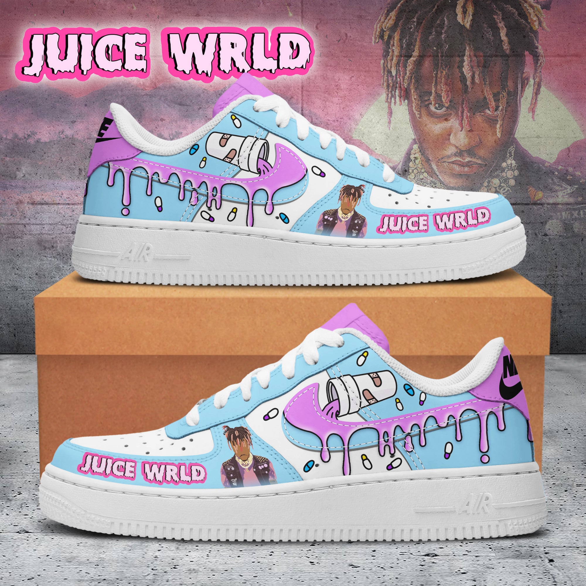Juice WRLD Air Low-Top Sneakers Shoes For Men And Women White Insole