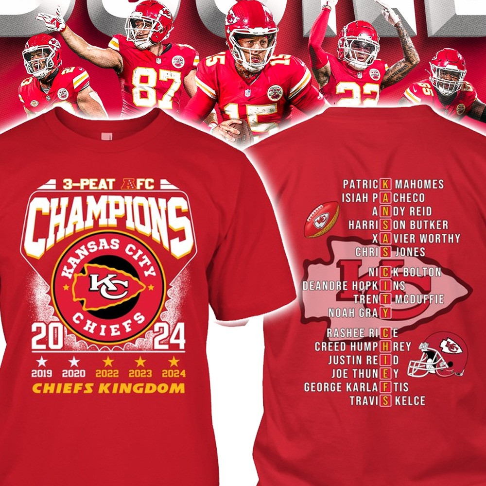 Kansas City Chiefs 3 PEAT AFC Champions Shirt Chief Kingdom Gifts For Football Fans Oregontrailrvpk Shirt