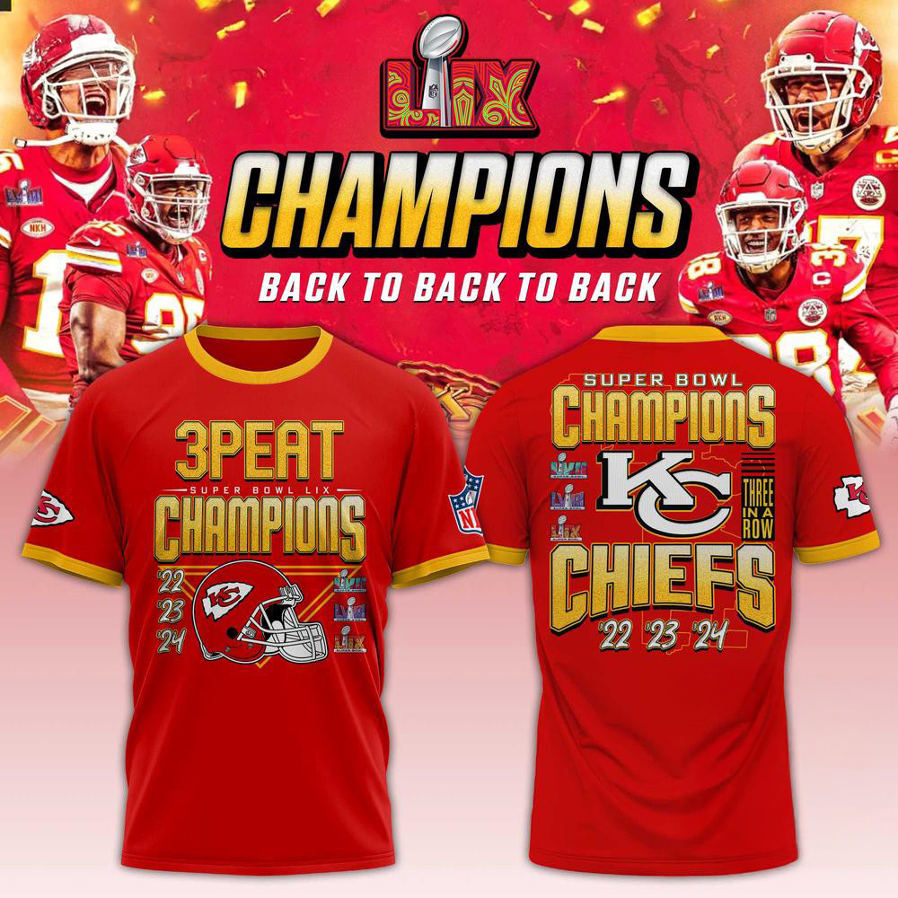 Kansas City Chiefs 3 Peat Super Bowl LIX Champions Shirt Football Oregontrailrvpk Shirt
