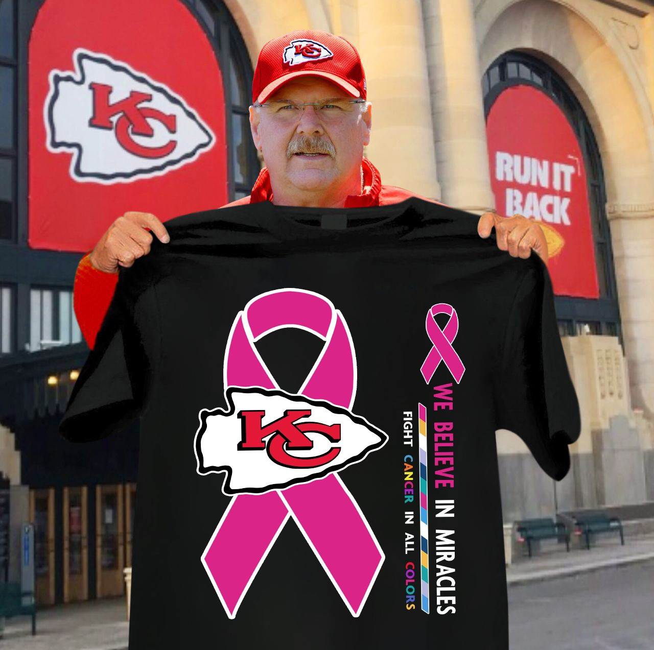 Kansas City Chiefs Breast Awareness Shirt We Believe In Miracles Chiefs Kingdom T-Shirt Oregontrailrvpk Shirt