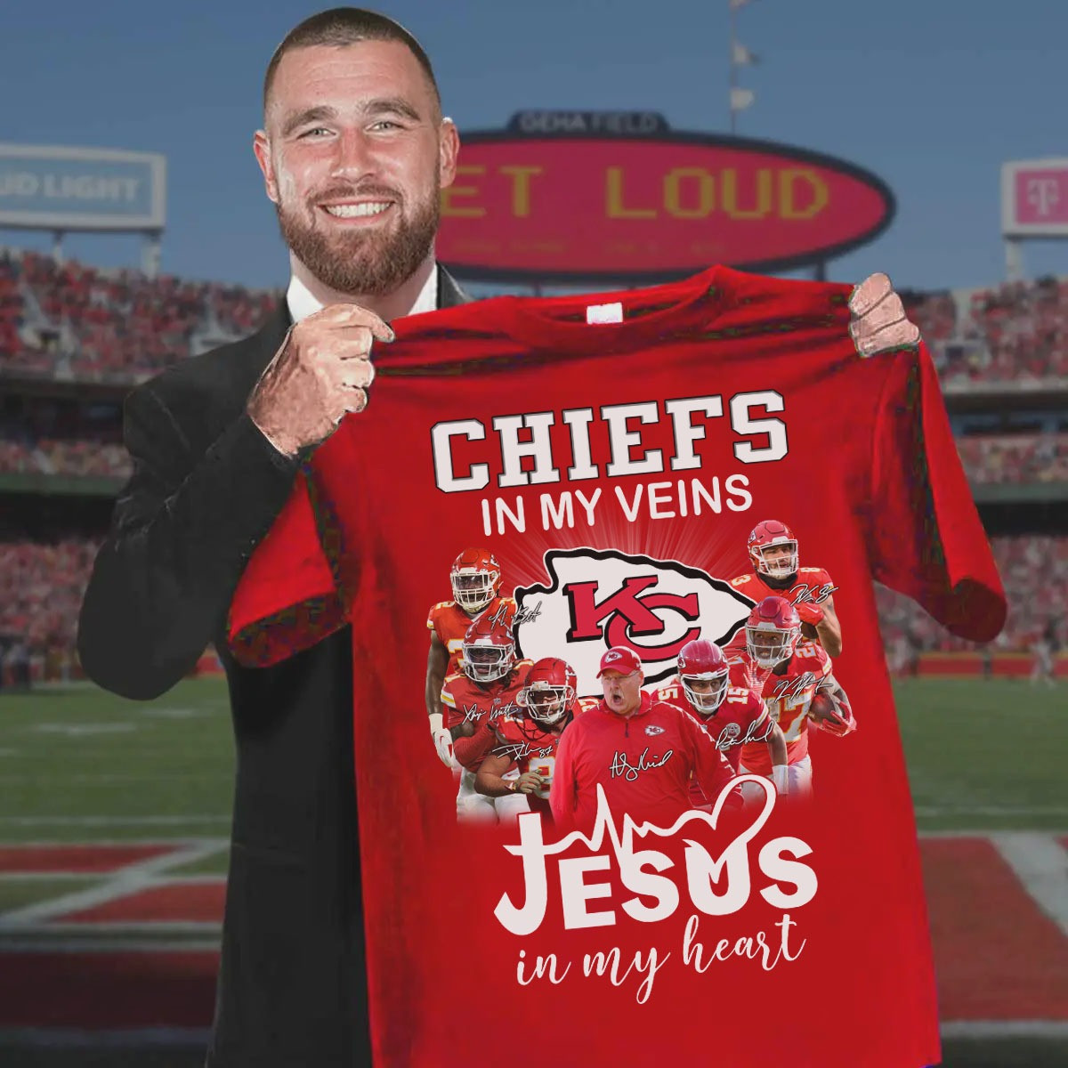 Kansas City Chiefs In My Veins Jesus In My Heart T-Shirt Oregontrailrvpk Shirt