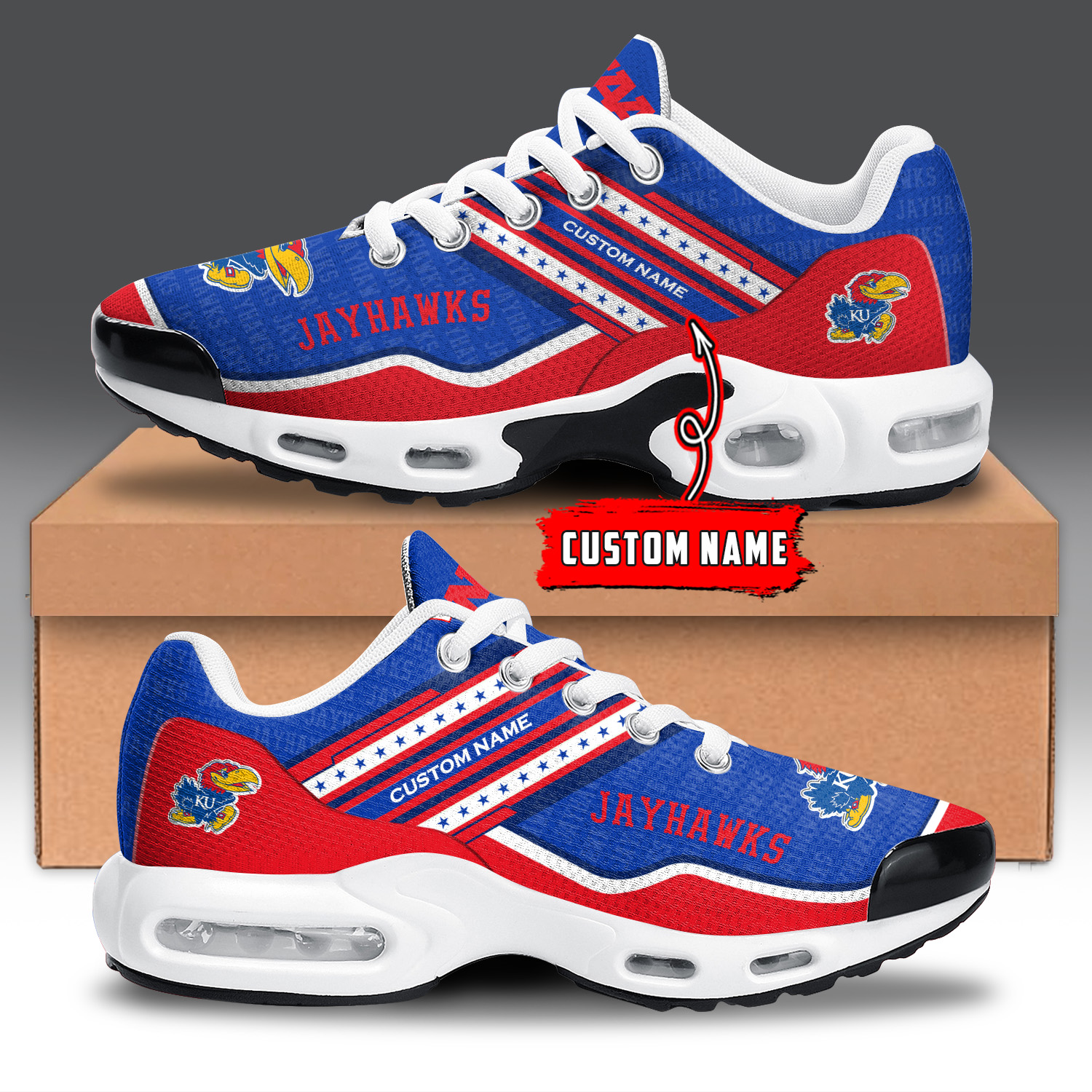 Kansas Jayhawks Air Max Plus Shoes Sneakers For Men And Women