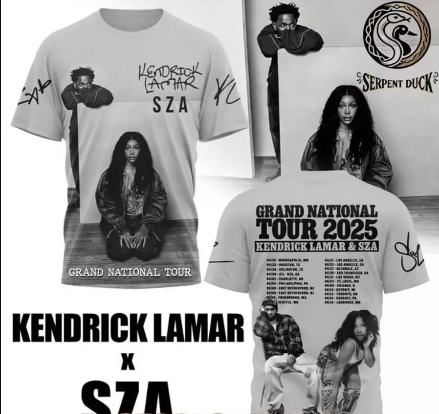 Kendrick Lamar X SZA Grand National Tour 2025 3d T-Shirt Gift Ideas For Friends Oregontrailrvpk Shirt