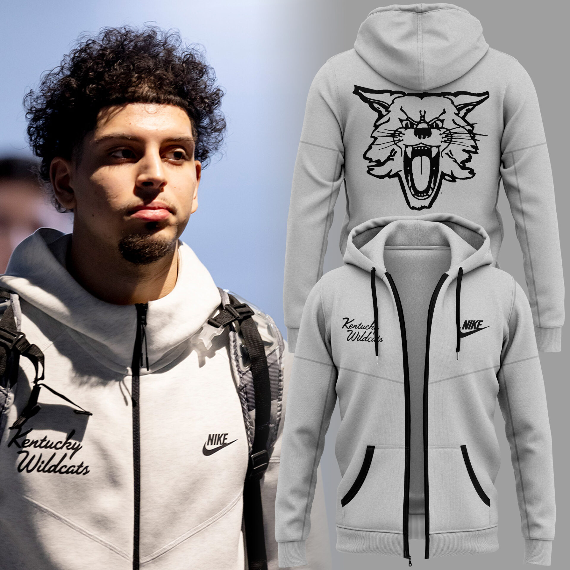 Kentucky Basketball Gray Zip Hoodie Best Basketball Gifts