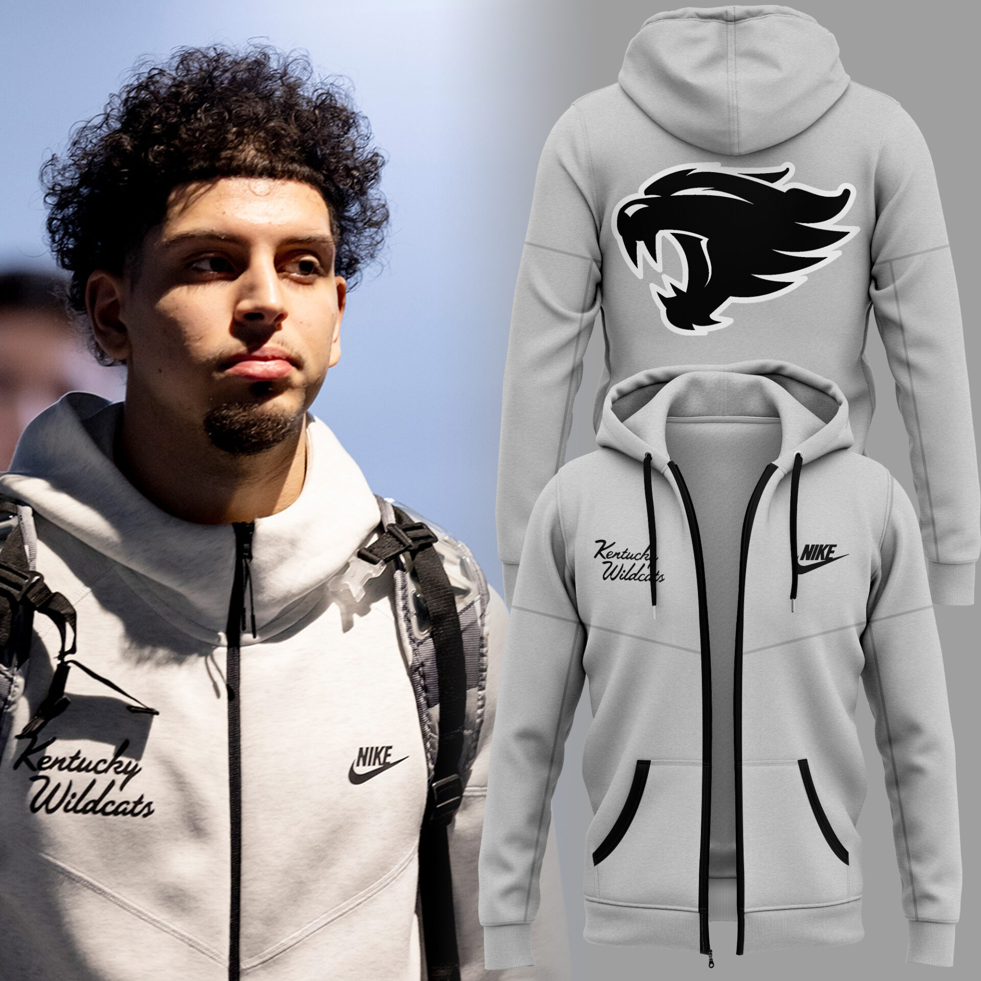 Kentucky Basketball Gray Zip Hoodie Best Gifts For Basketball Players
