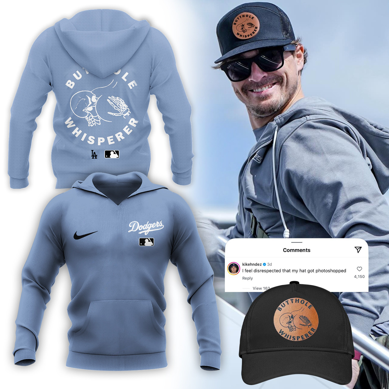 Kike Hernandez Hoodie Viral Butthole Whisperer Dodgers Merch