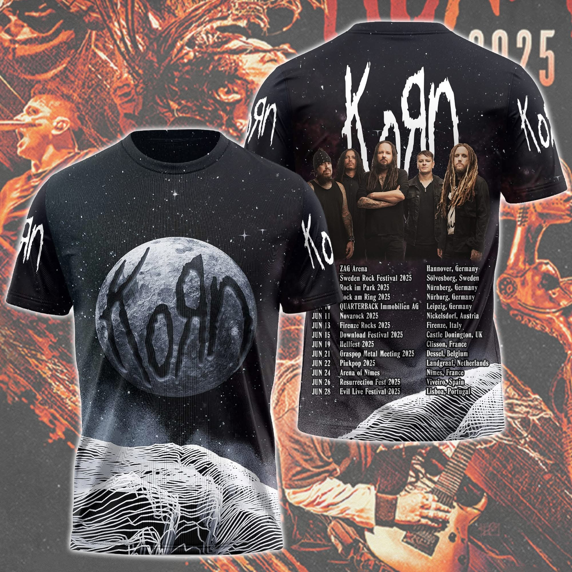 Korn Tour Europe 2025 T-Shirt Gift For Korn Fans Oregontrailrvpk Shirt