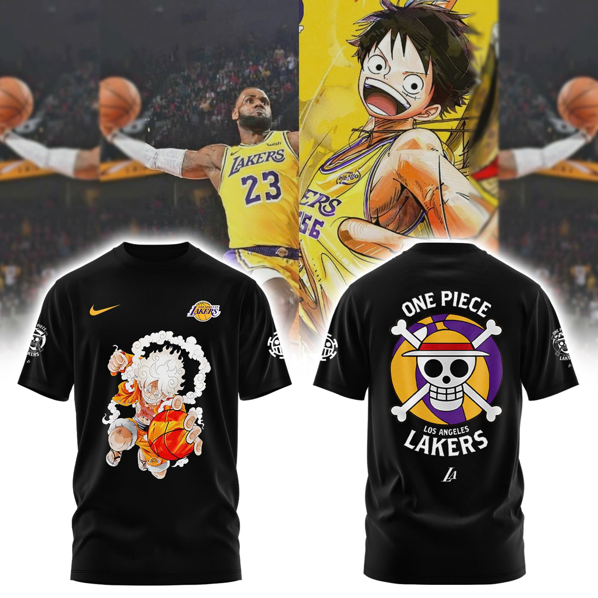 LA Lakers X One Piece Luffy Gear 5 T-Shirt Unique Gifts For Basketball Lovers Oregontrailrvpk Shirt