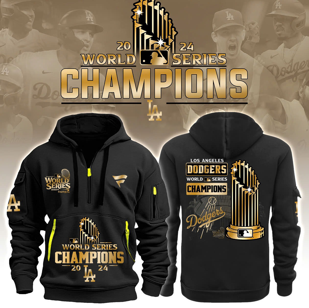 LAD World Series Champions 2024 Quarter Zip Hoodie Baseball Player Gift Ideas
