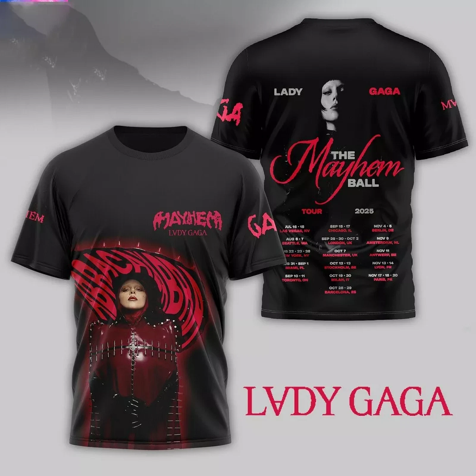 Lady Gaga The Mayhem Ball Tour 2025 3D T-Shirt Ver 1 Oregontrailrvpk Shirt