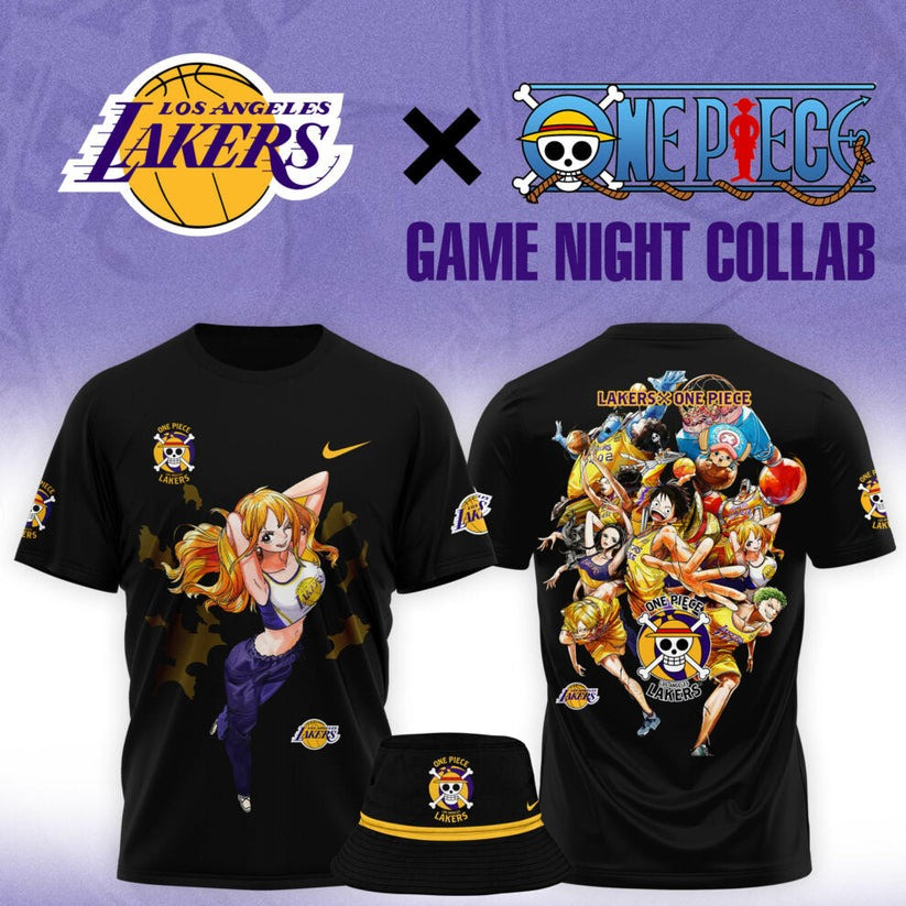 Lakers One Piece Shirt And Bucket Hat Pirates Nami Luffy One Piece Los Angeles Lakers Merch Oregontrailrvpk Shirt