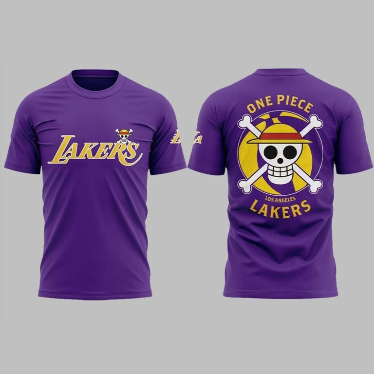 Lakers One Piece Shirt Merch NBA One Piece LA Los Angeles Lakers Collab Basketball Gifts Oregontrailrvpk Shirt