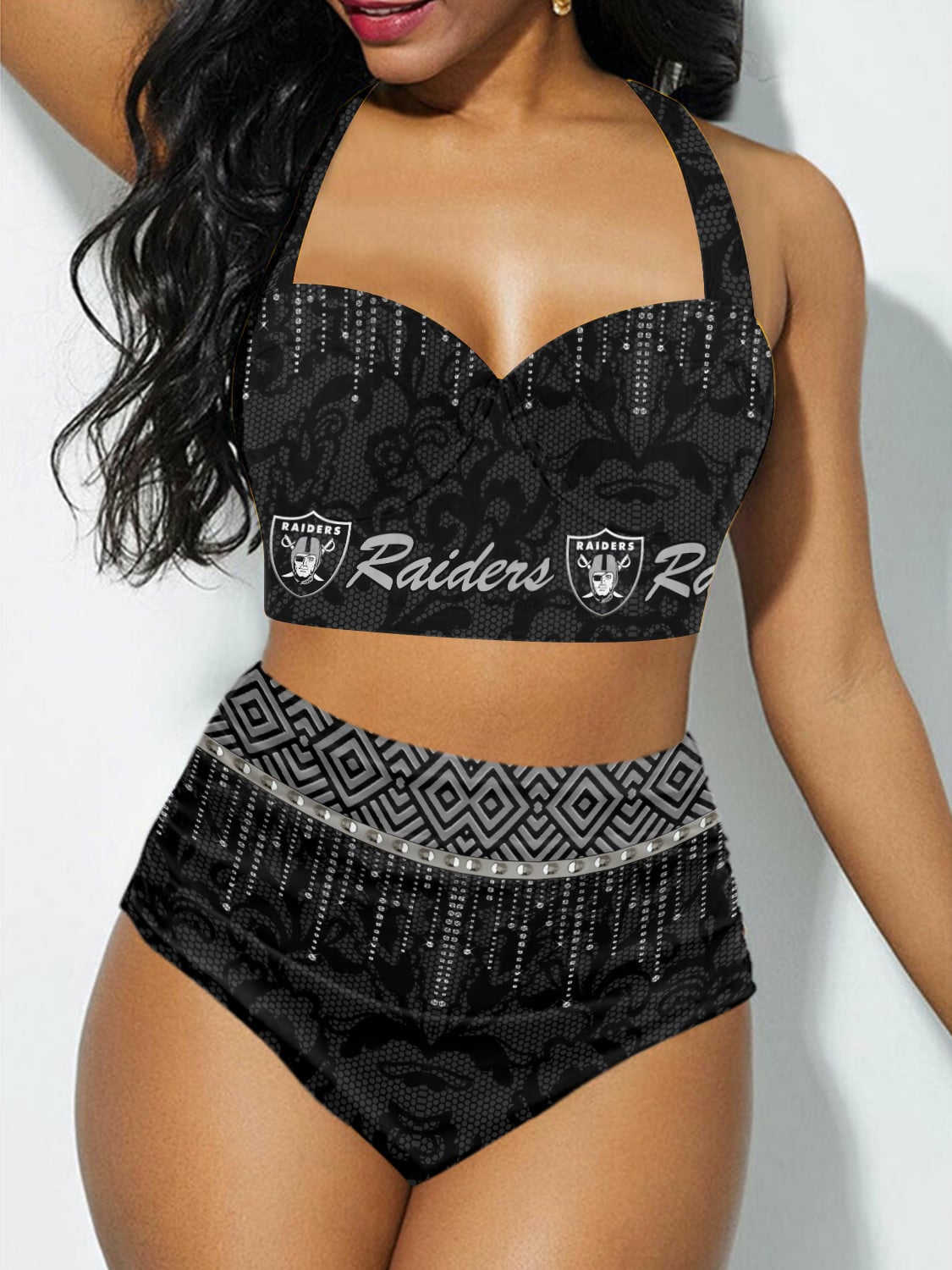 Las Vegas Raiders Sexy Print Bikini Swimsuit St3157