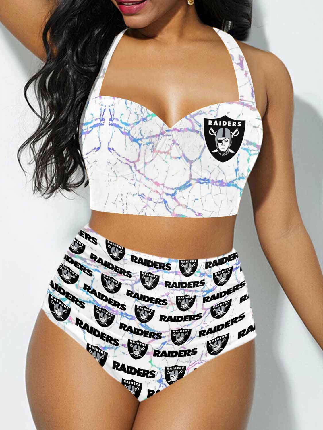 Las Vegas Raiders Sexy Print Bikini Swimsuit St8846