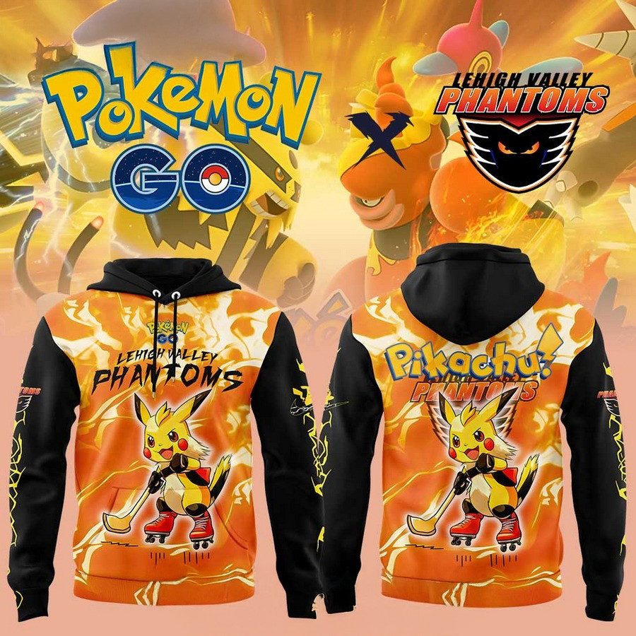 Lehigh Valley Phantoms x Pikachu New Hoodie Ice Hockey