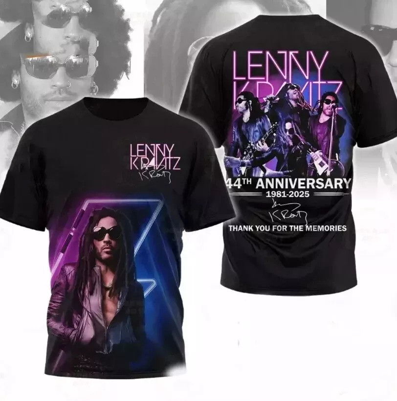 Lenny Kravitz 44th Anniversary 1981-2025 Thanks For Memories 3D T-shirt Oregontrailrvpk Shirt