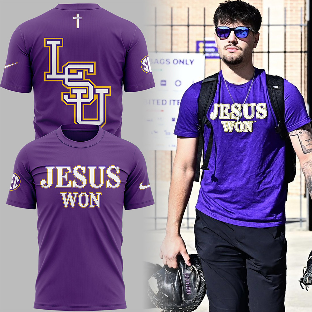 Limited Edition Tigers JESUS WON Purple TShirt Gift For Dad Oregontrailrvpk Shirt