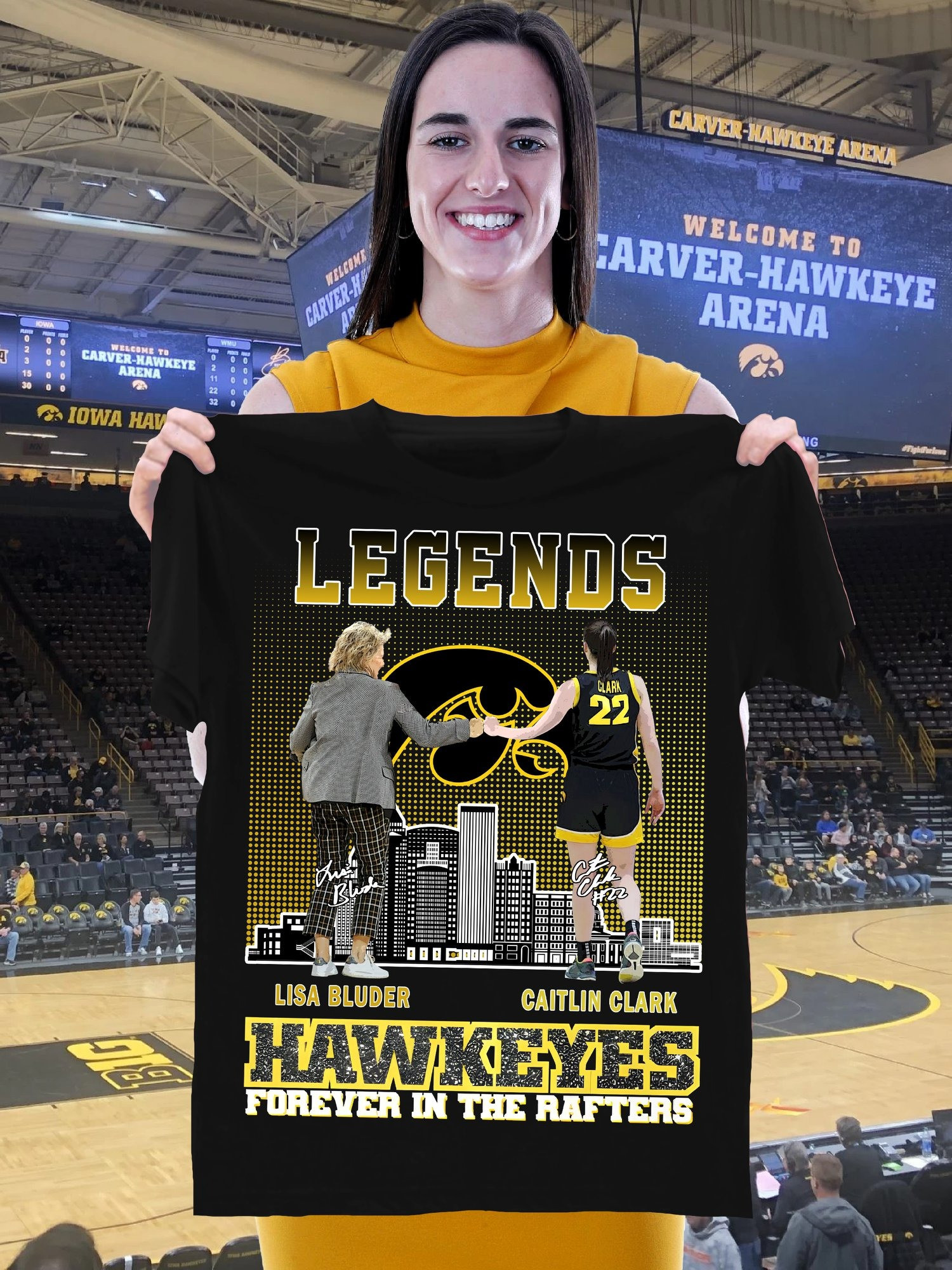 Lisa Bluder Caitlin Clark Hawkeyes Legends Shirt Forever In The Rafters Women's Basketball Oregontrailrvpk Shirt