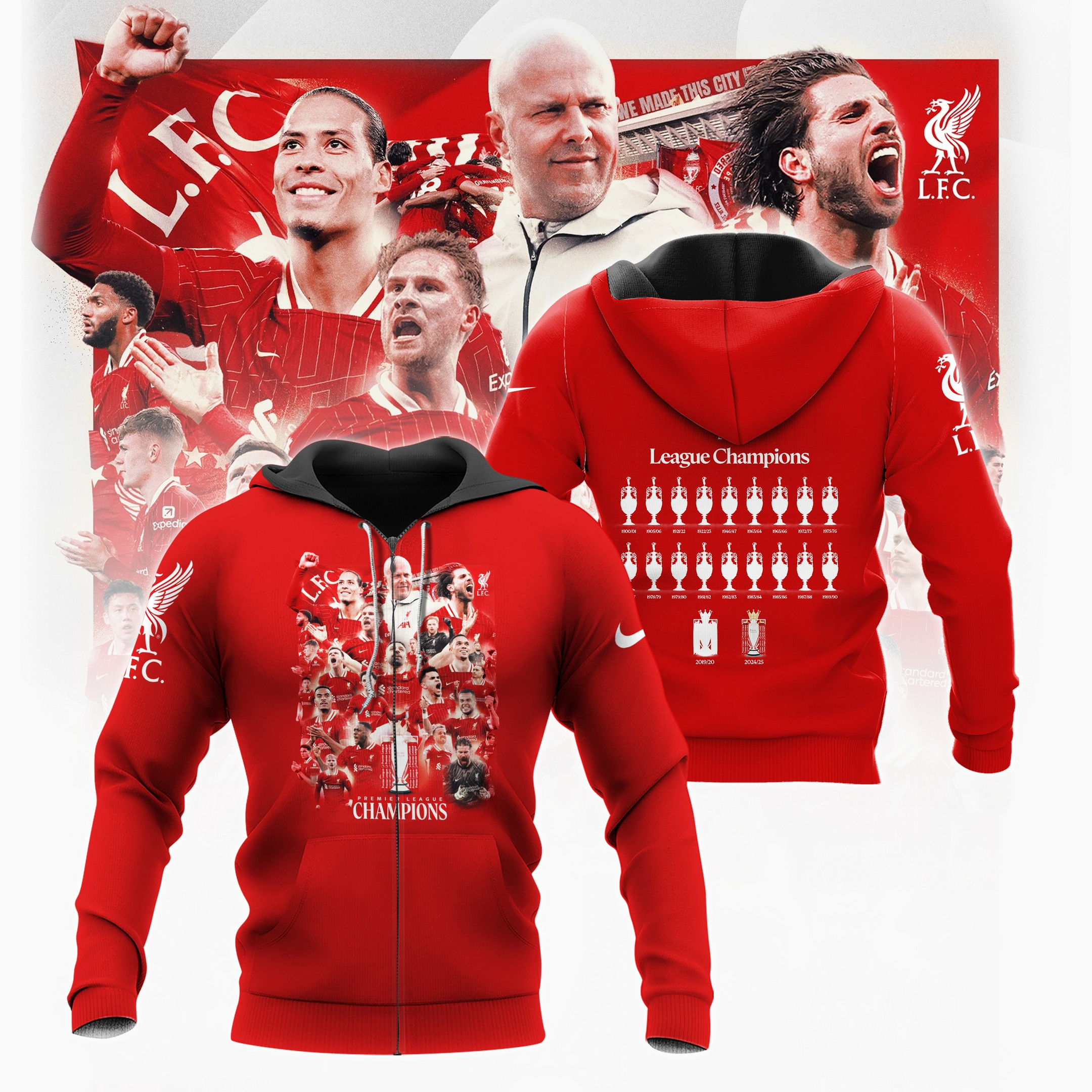 Liverpool FC 2025 League Champions Zip Hoodie Best