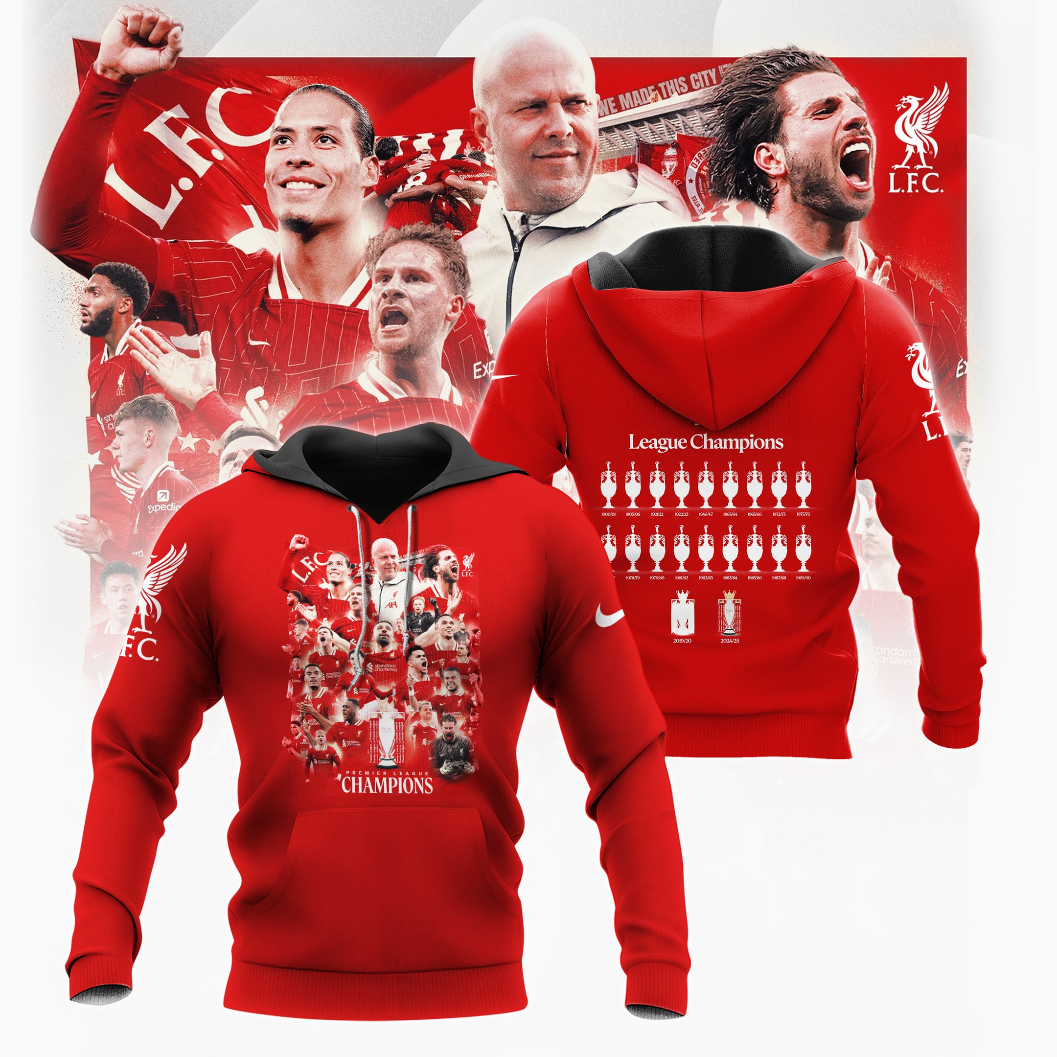 Liverpool FC 2025 Premier League Champions Hoodie Best