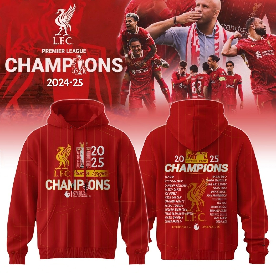 Liverpool FC 2025 Premier League Champions Hoodie Football Themed Gifts