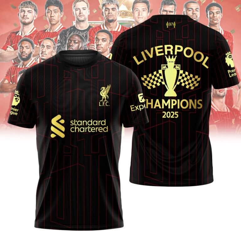 Liverpool FC Champions 2025 Black T-Shirt Gift For Liverpool Fans Oregontrailrvpk Shirt
