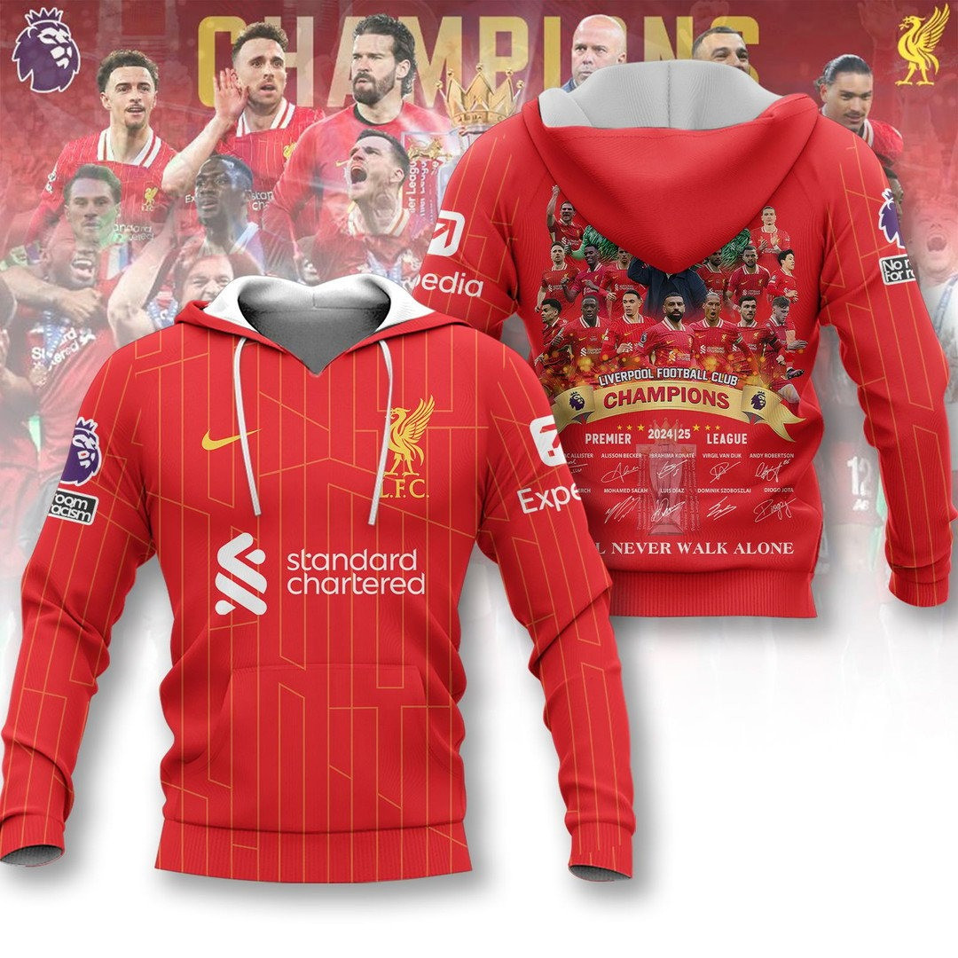 Liverpool FC Premier League Champions Hoodie Liverpool Champions Hoodie 24'25