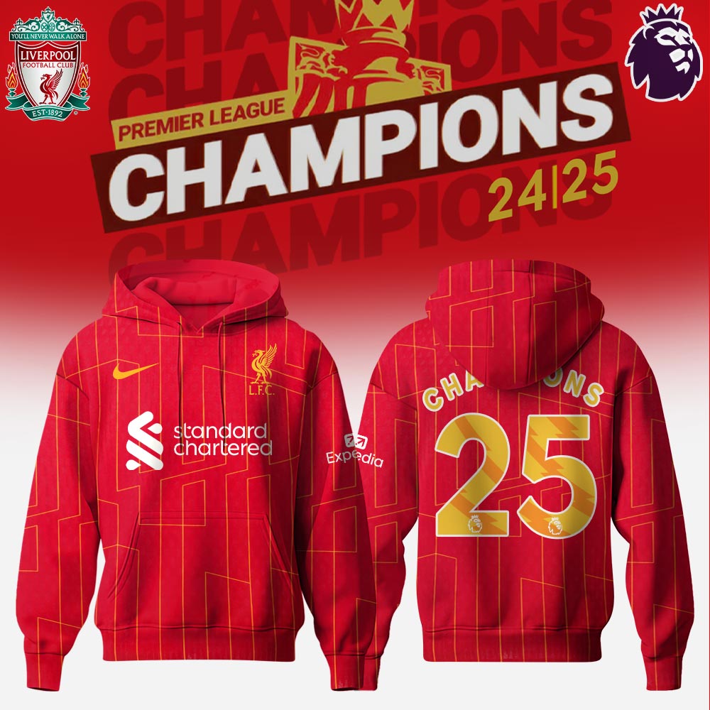Liverpool Premier League Champions 2024/25 Season Hoodie Gift Ideas For Football Players