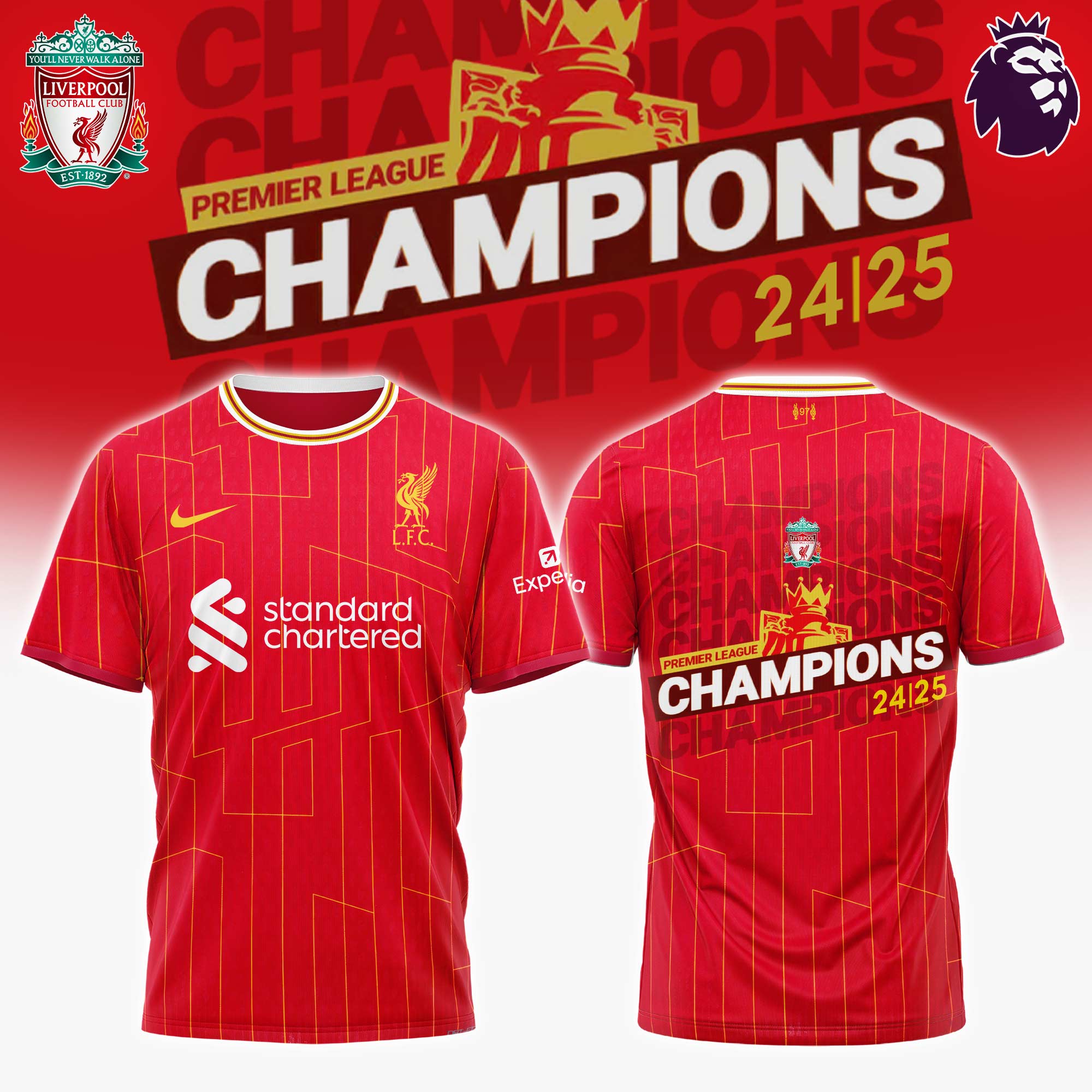 Liverpool Premier League Champions 2024/25 Season Tshirt Best Gifts For Football Fans Oregontrailrvpk Shirt