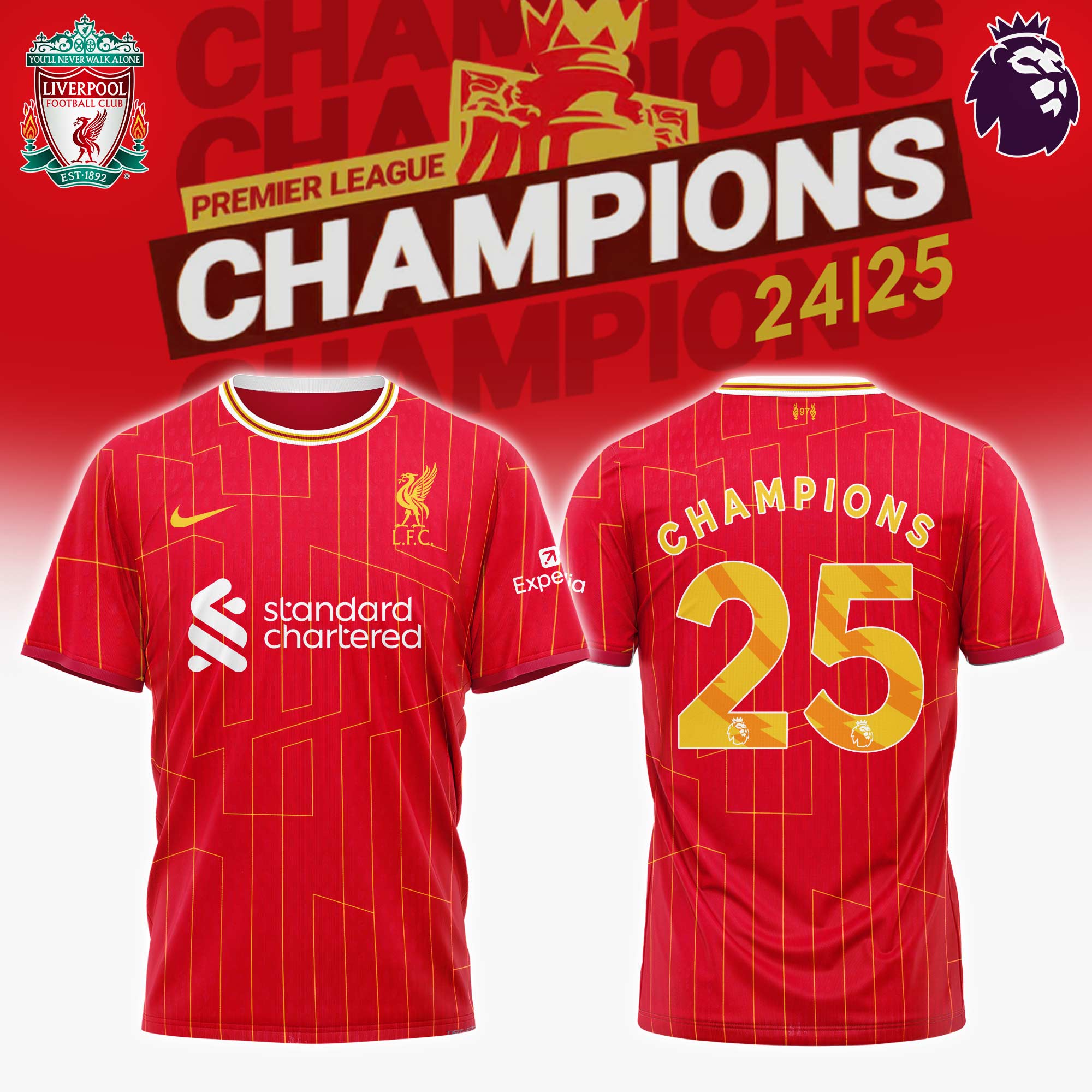 Liverpool Premier League Champions 2024/25 Season Tshirt Best Presents For Football Fans Oregontrailrvpk Shirt