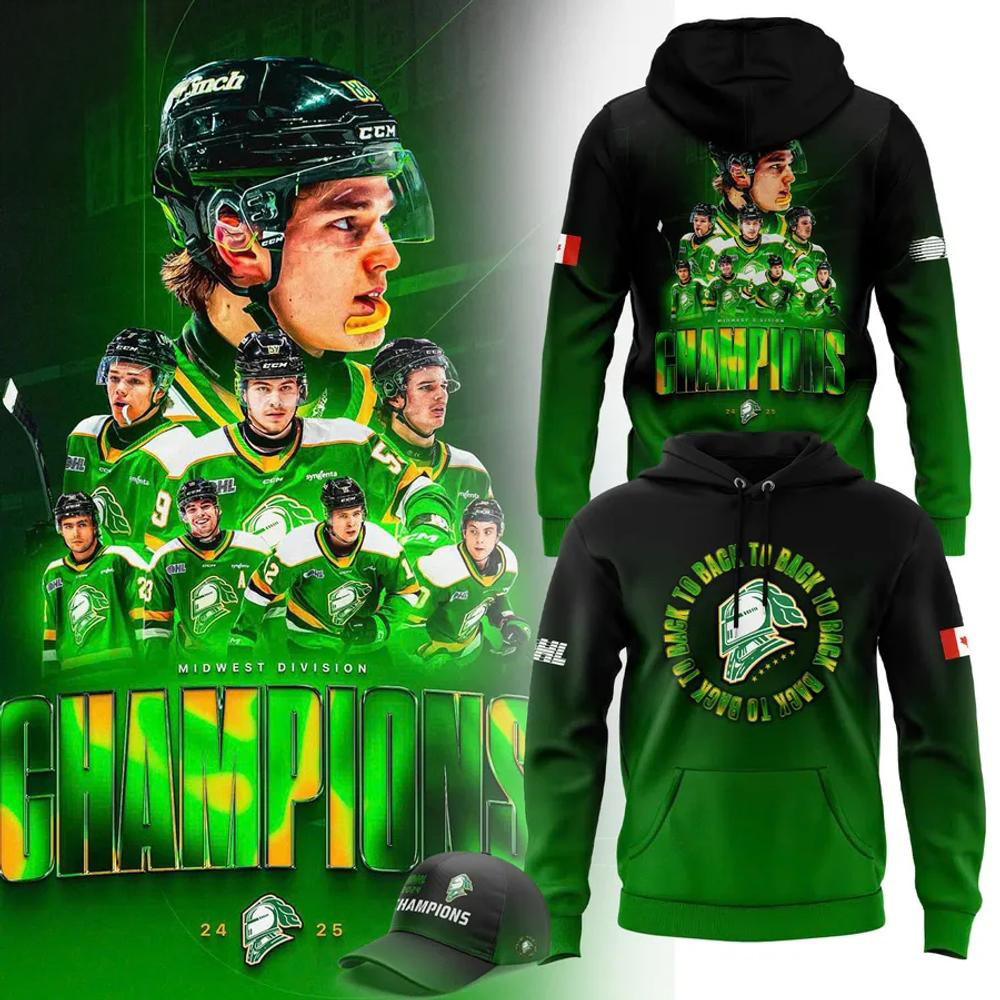 London Knights 2025 Midwest Division Champions Limited Premium Hoodie Gifts For Ice Hockey Fans