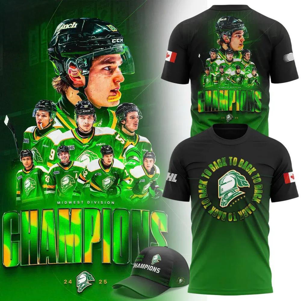 London Knights 2025 Midwest Division Champions Limited Premium Shirt Gifts For Ice Hockey Fans Oregontrailrvpk Shirt