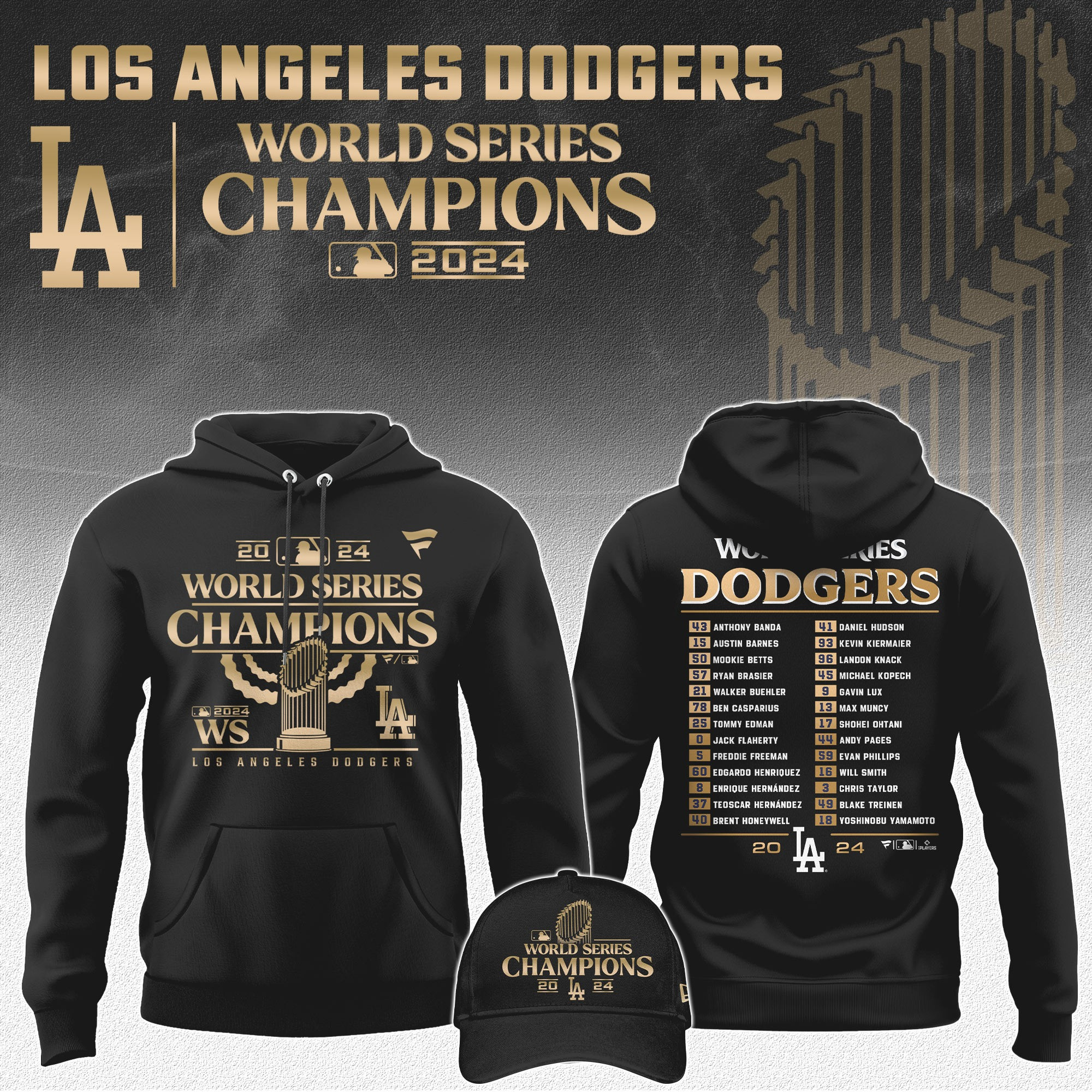 Los Angeles Dodgers 2024 Champions WorldSeries Hoodie
