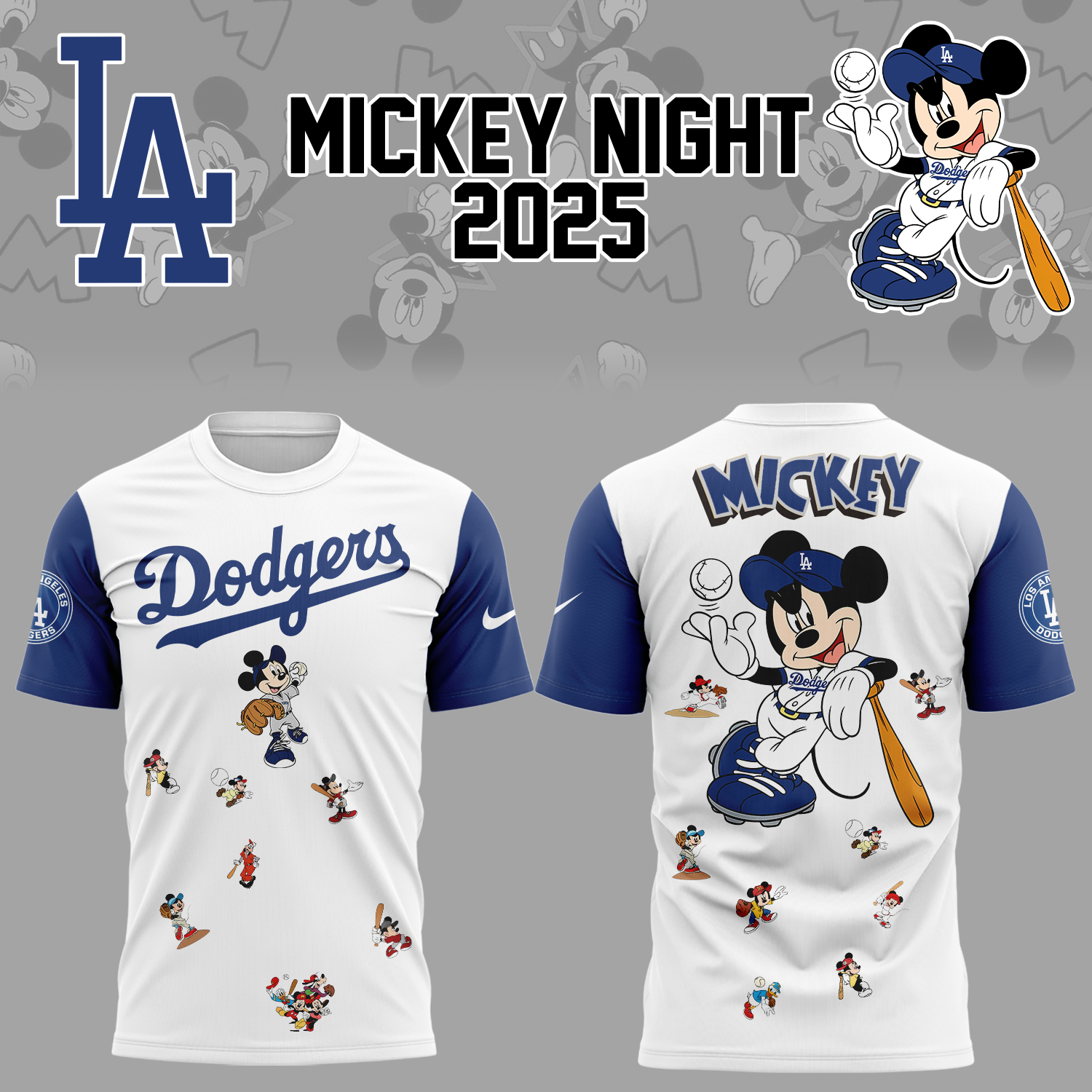 Los Angeles Dodgers Baseball Mickey Night T-Shirt Oregontrailrvpk Shirt