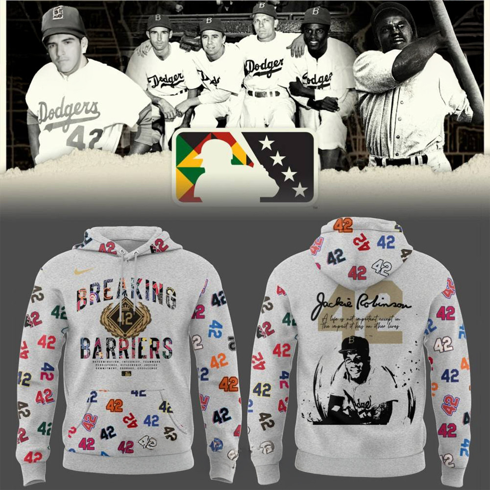 Los Angeles Dodgers Jackie Robinson 42 Breaking Barriers Hoodie Best