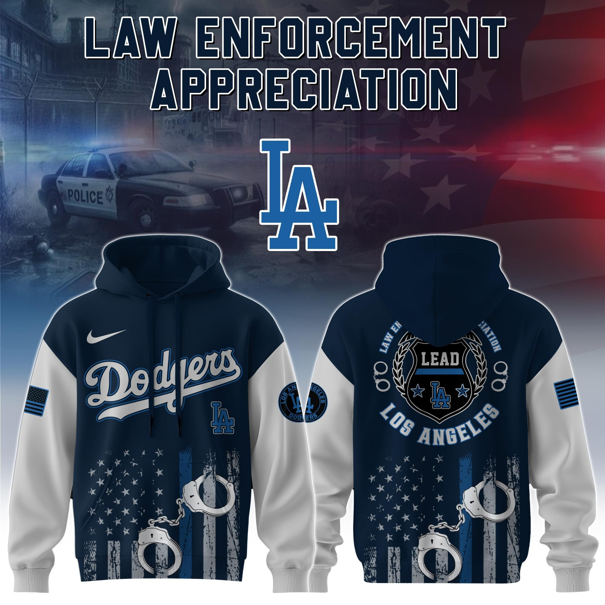 Los Angeles Dodgers MLB x Law Enforcement Appreciation Day Hoodie Presents