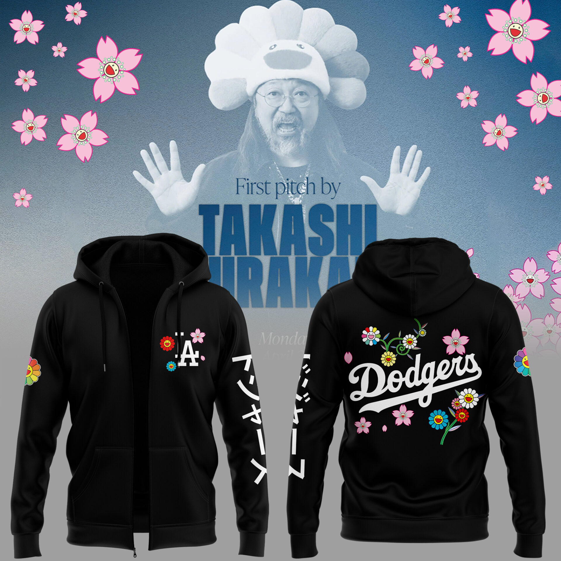 Los Angeles Dodgers x Takashi Murakami Japanese Heritage Night Zip Hoodie Baseball