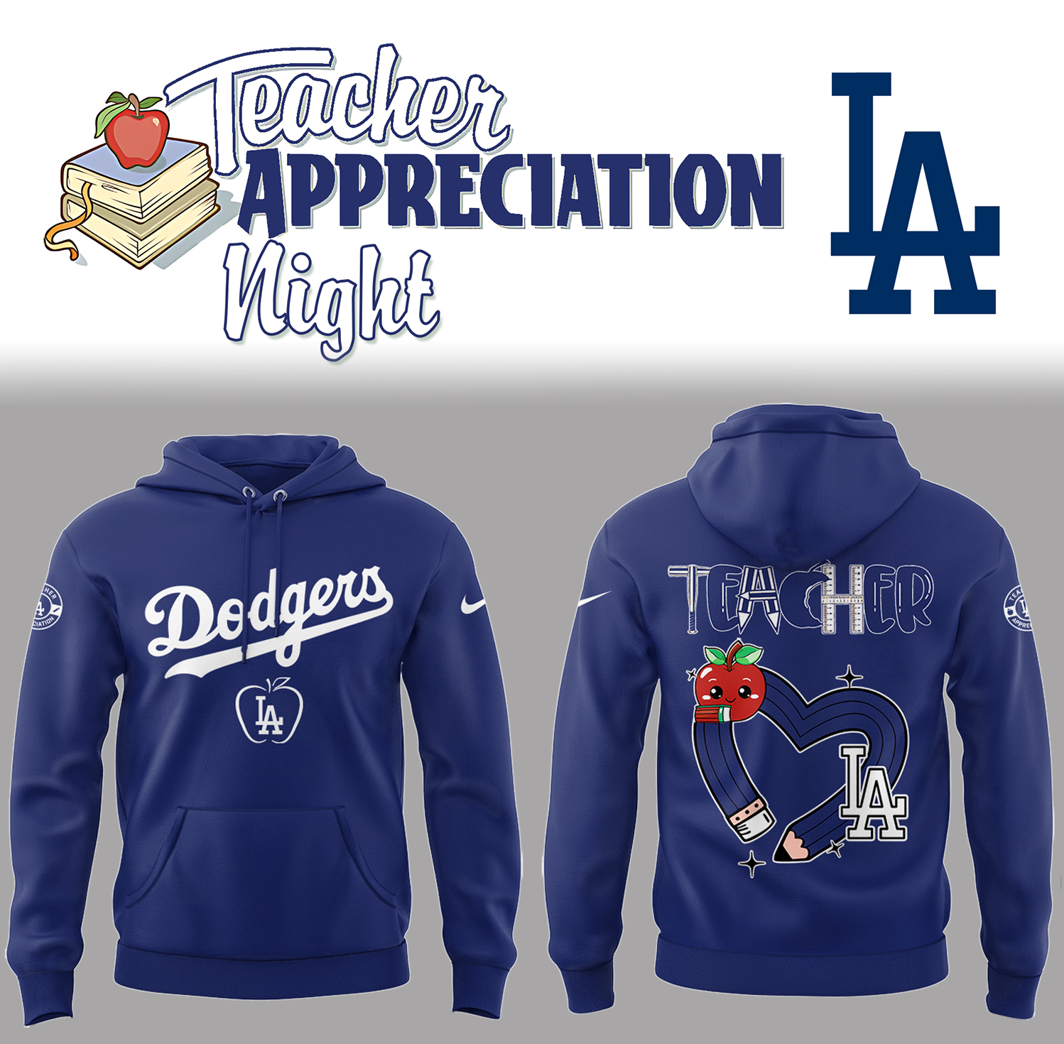 Los Angeles Dodgers x Teacher Appreciation Night Hoodie Baseball Coach Gift Ideas