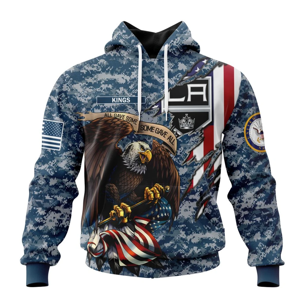 Los Angeles Kings Honor Us Navy Veterans All Over Print Hoodie Style 11140