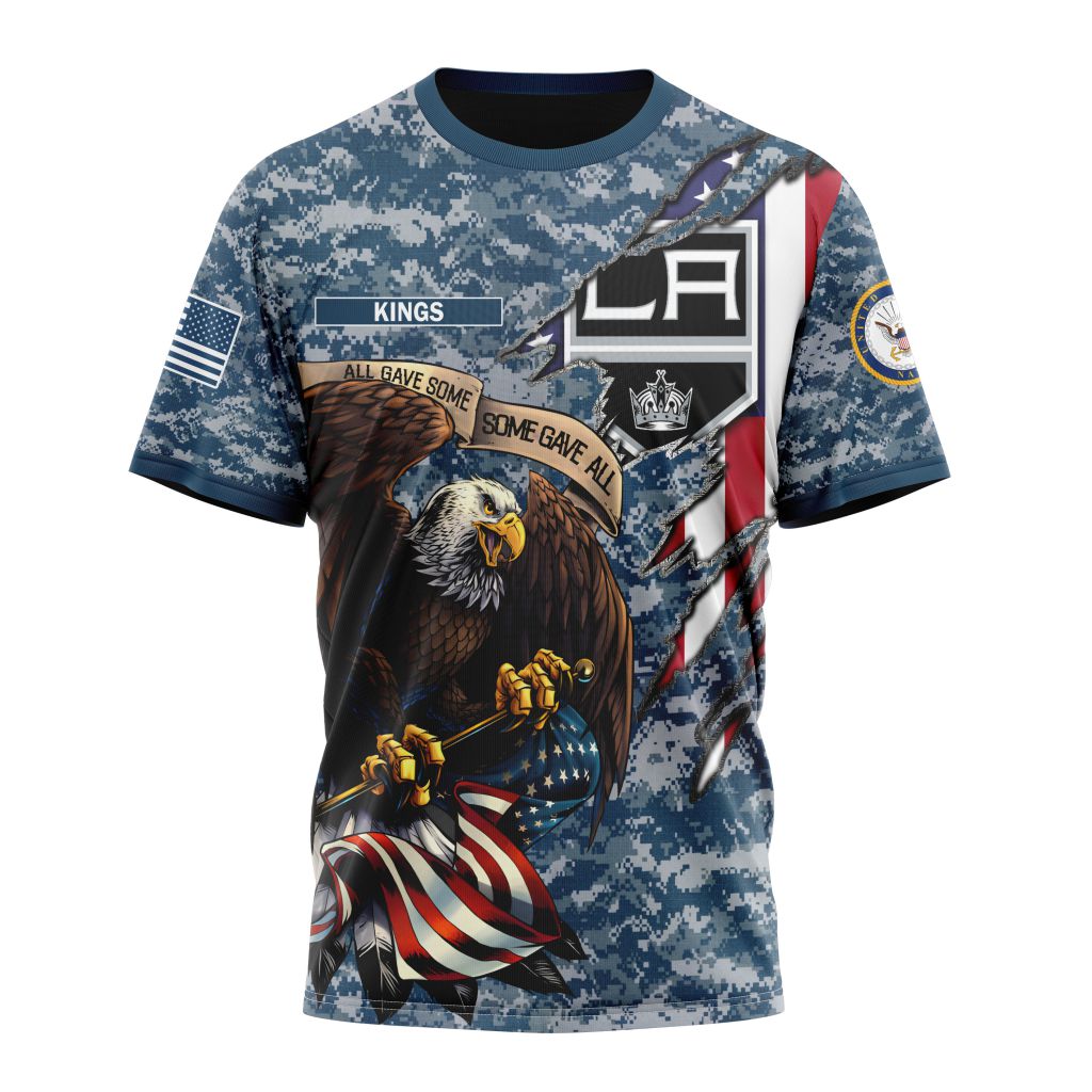 Los Angeles Kings Honor US Navy Veterans Personalized Name And Number T-Shirt Oregontrailrvpk Shirt