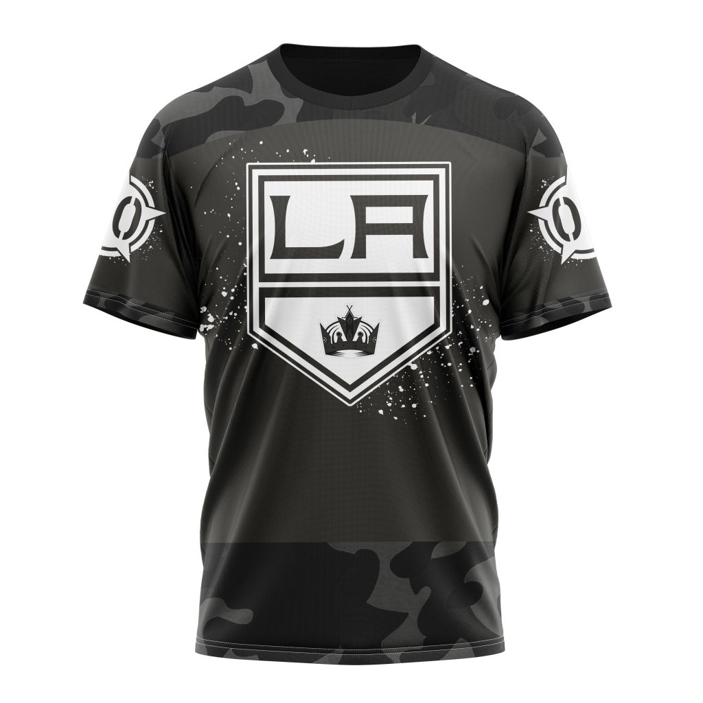 Los Angeles Kings Special Black Camo Design For Veterans Day Personalized Name And Number T-Shirt Oregontrailrvpk Shirt