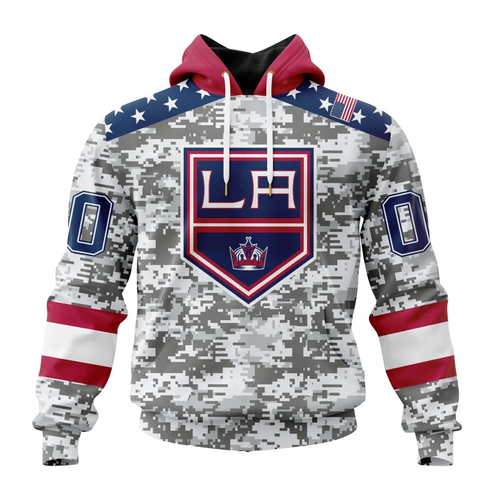 Los Angeles Kings Special Camo Design For Veterans Day All Over Print Hoodie Style 35541